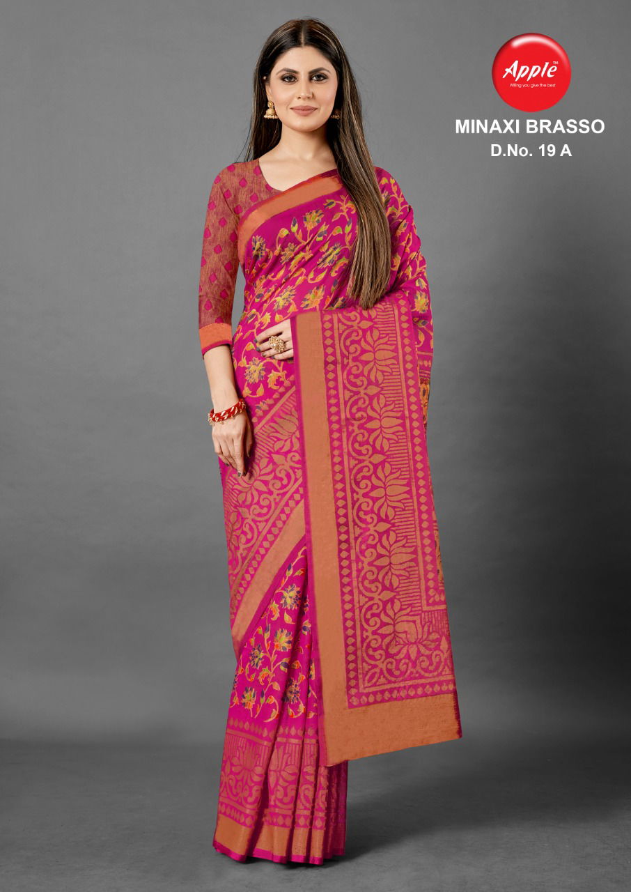 Apple Minaxi Brasso 19 Latest Designer Casual Wear Cotton Fancy Brasso Saree Collection